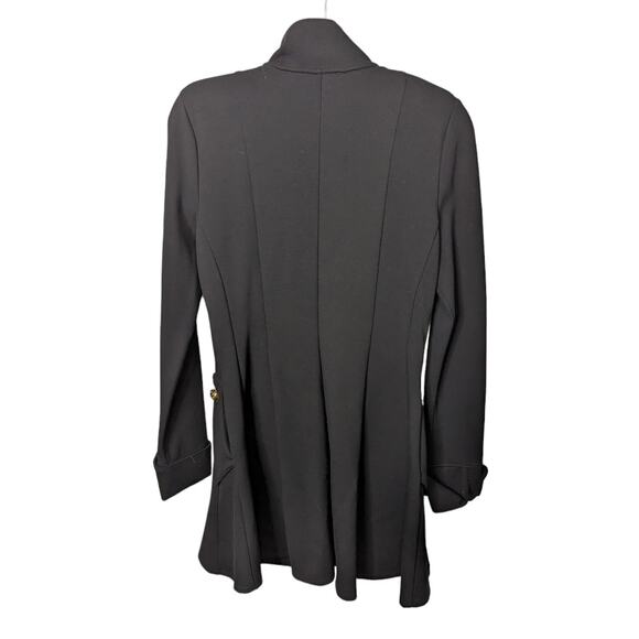 Joseph Ribkoff Black Military Style Coat Gold Button Mid Length Fitted Size 6 - Picture 3 of 11